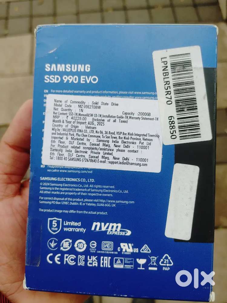 2 TB Samsung NVMe M.2 SSD 990 EVO 5000upto MB speed