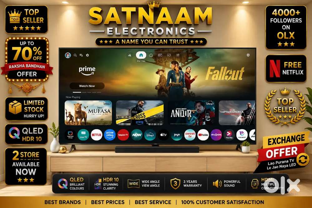 70% OFF NEW BRAND LED TV WITH 3 YEARS WARRANTY HDR 10 ZERO DOT