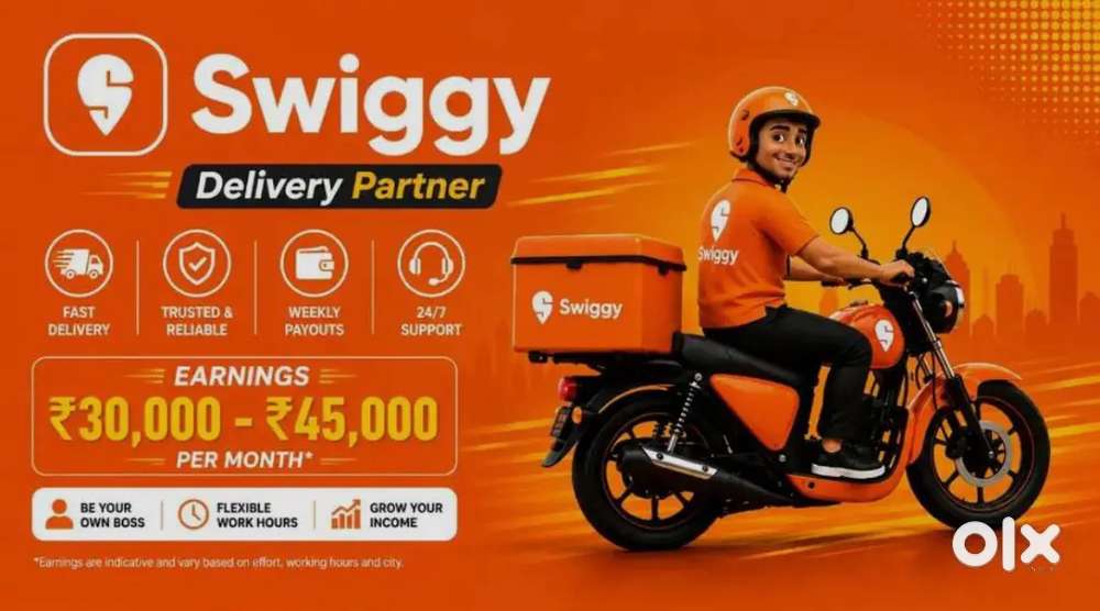 Fast hiring part or full time swiggy delivery boys freshers can apply