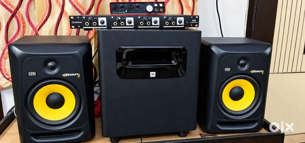 Professional Studio Setup - Focusrite 6i6, KRK Rokit 8, JBL Sub & Amp