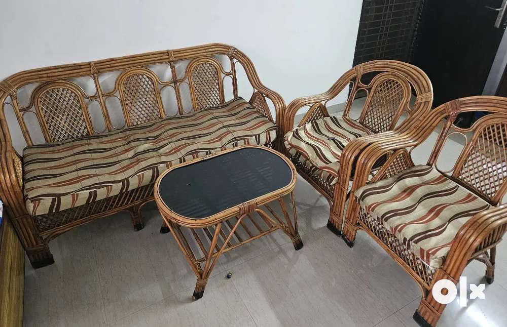 Cane sofa deals set olx