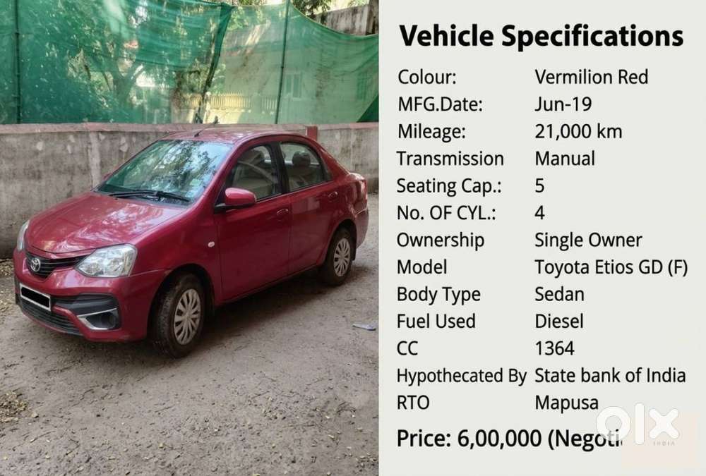 For Sale: Well-maintained Toyota Etios Liva (vermilion Red)