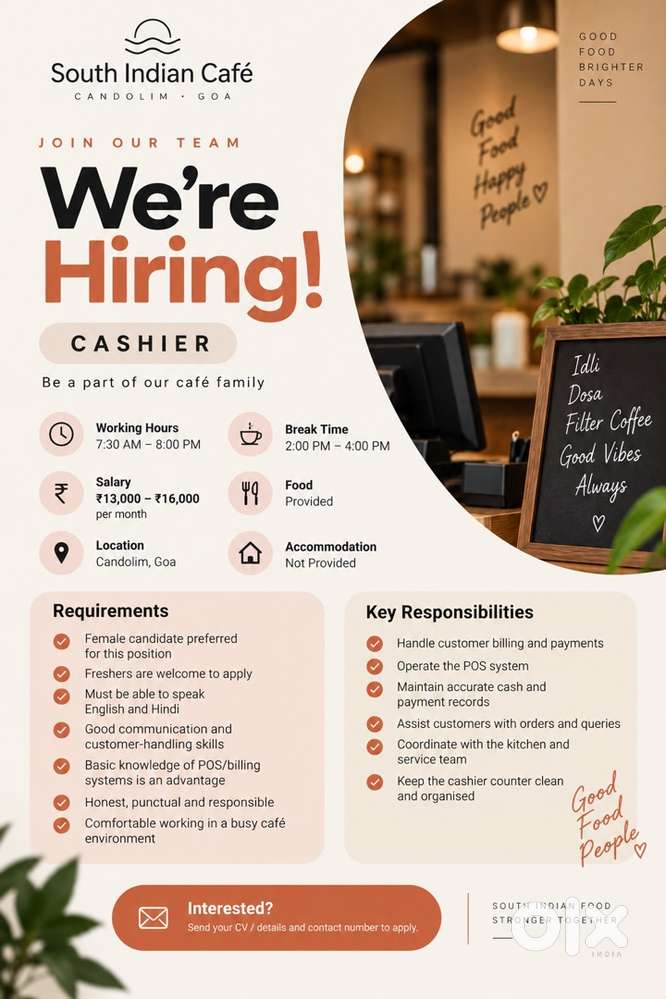 Cashier for restaurant