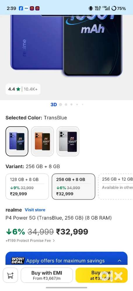 Realme p4 pawer 256 10000mAh battery New phone only 7 days use
