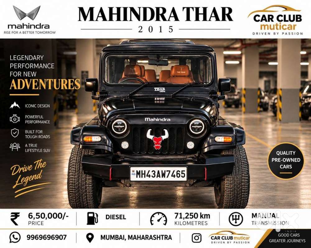 Mahindra Thar Crde Ac, 2015, Diesel