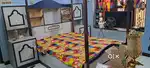 King size bed with cabinets and 8mm pure cotton bed with bed sheet