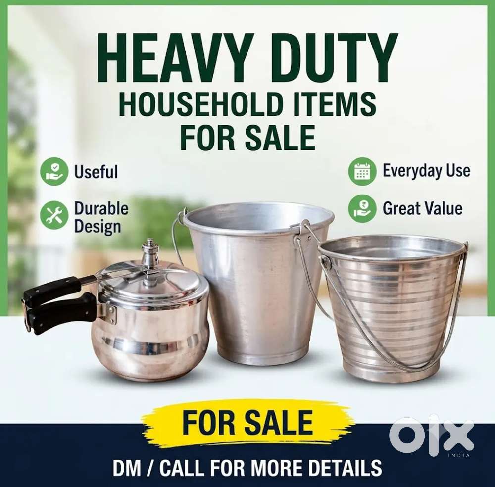 ବିକ୍ରି ପାଇଁ ଘରୋଇ ଜିନିଷ - Pressure Cooker & 2 Metal Buckets (Good Condi