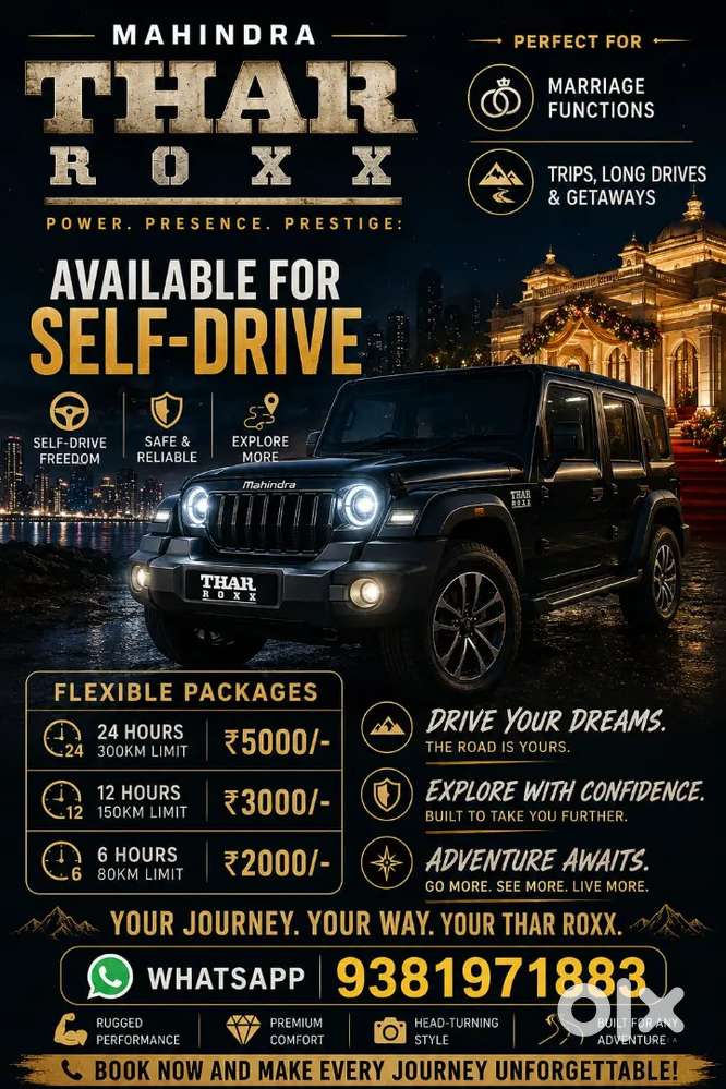 Thar Roxx Available For Self Drive
