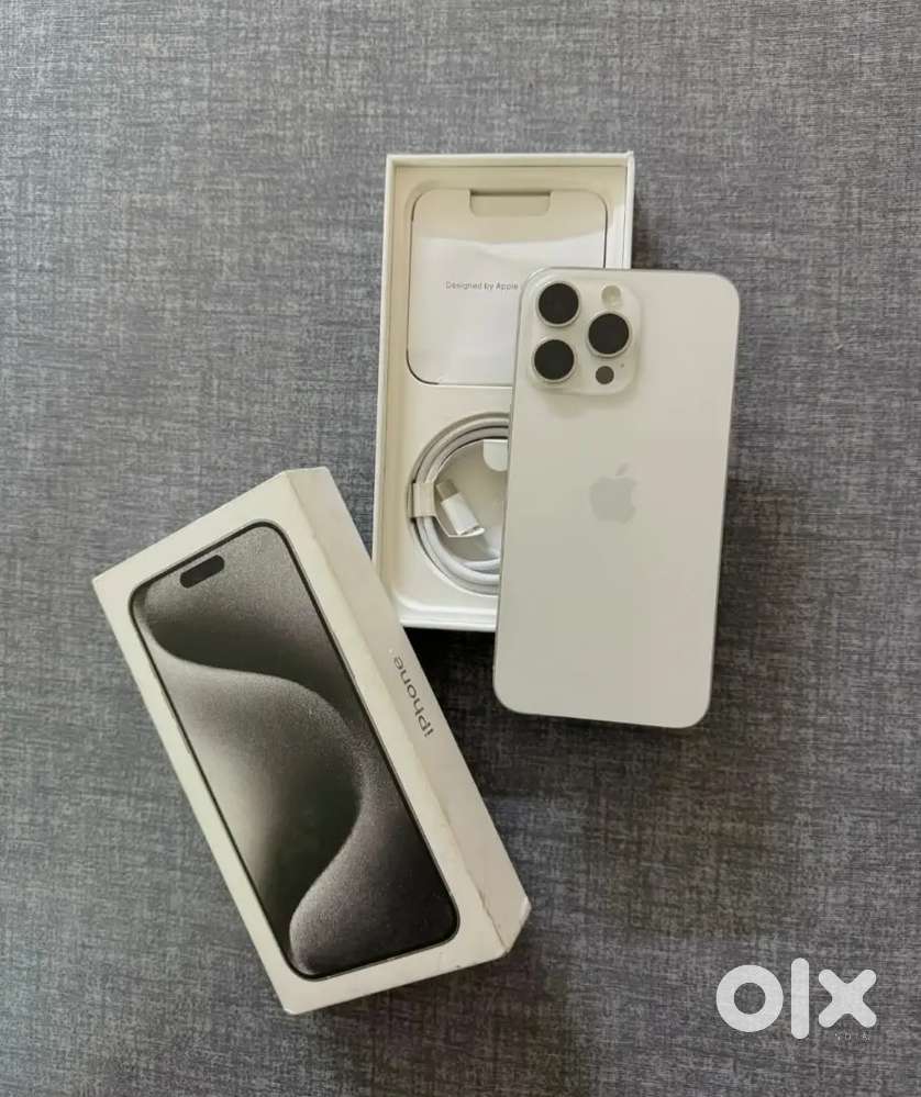 IPHONE 15 PRO MAX 256GB WHITE TITANIUM MINT CONDITION WITH BILL BOX