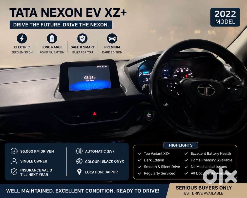2022 Tata Nexon Ev Xz+ Dark Edition  Black Onyx  Single Owner
