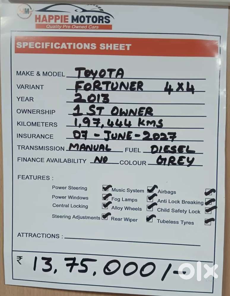 Toyota Fortuner 3.0 4x4 Manual, 2013, Diesel