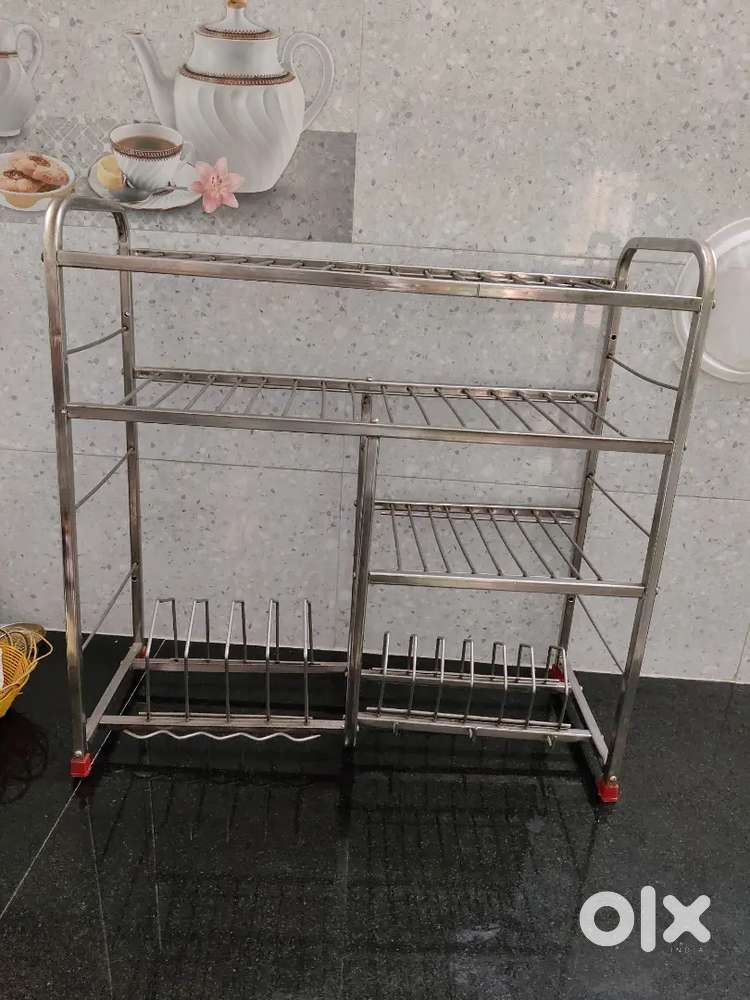 Stainless steel 4 layer wall mount kitchen dish rack