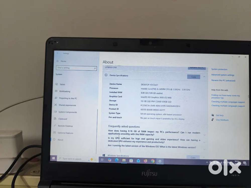 Fujitsu laptop in good working condition.