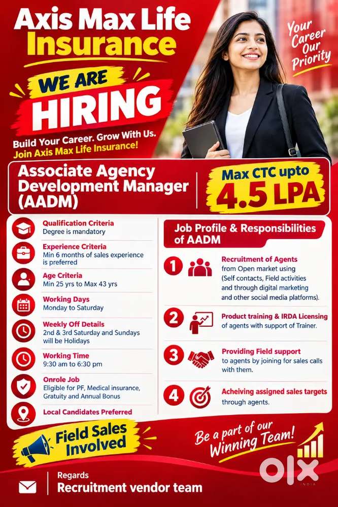 Kottarakara/Axis Max Life insurance/Degree pass)Min 6 months sales exp