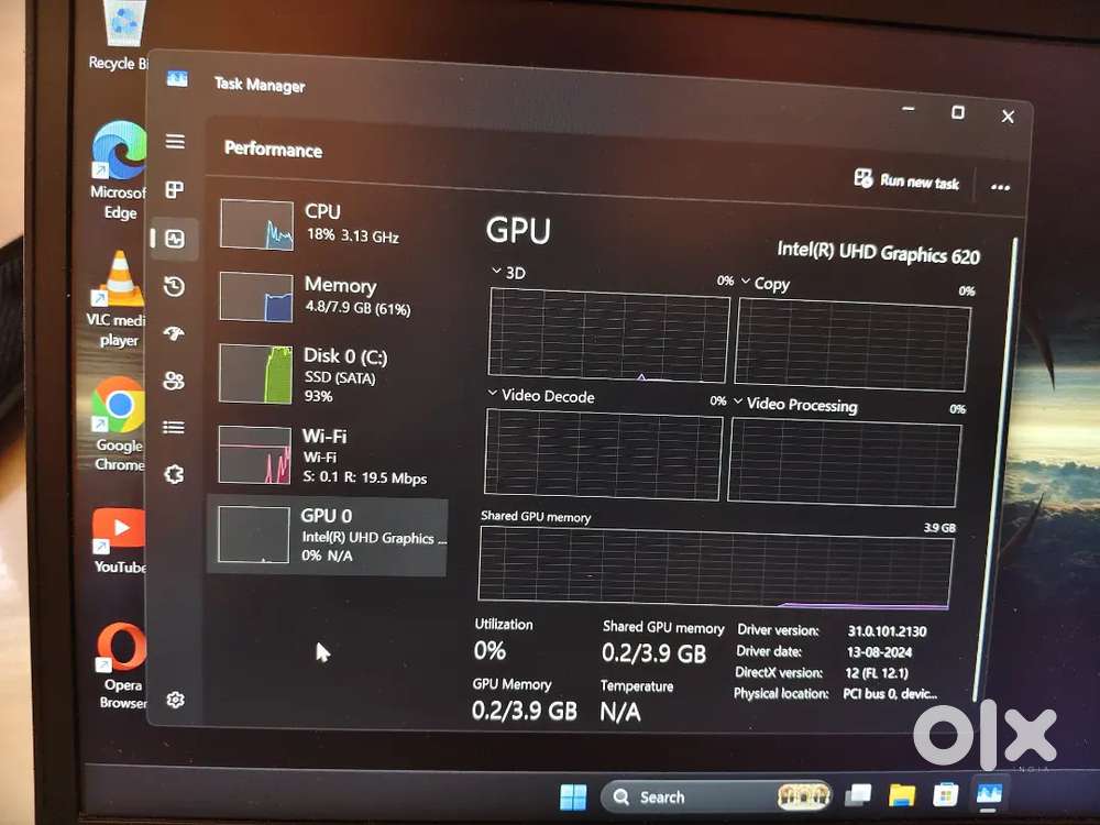 Dell laptop 8gb ram 256gb SSD