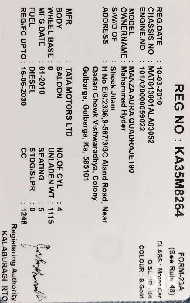 Tata Manza 2010 Diesel 185000 Km Driven