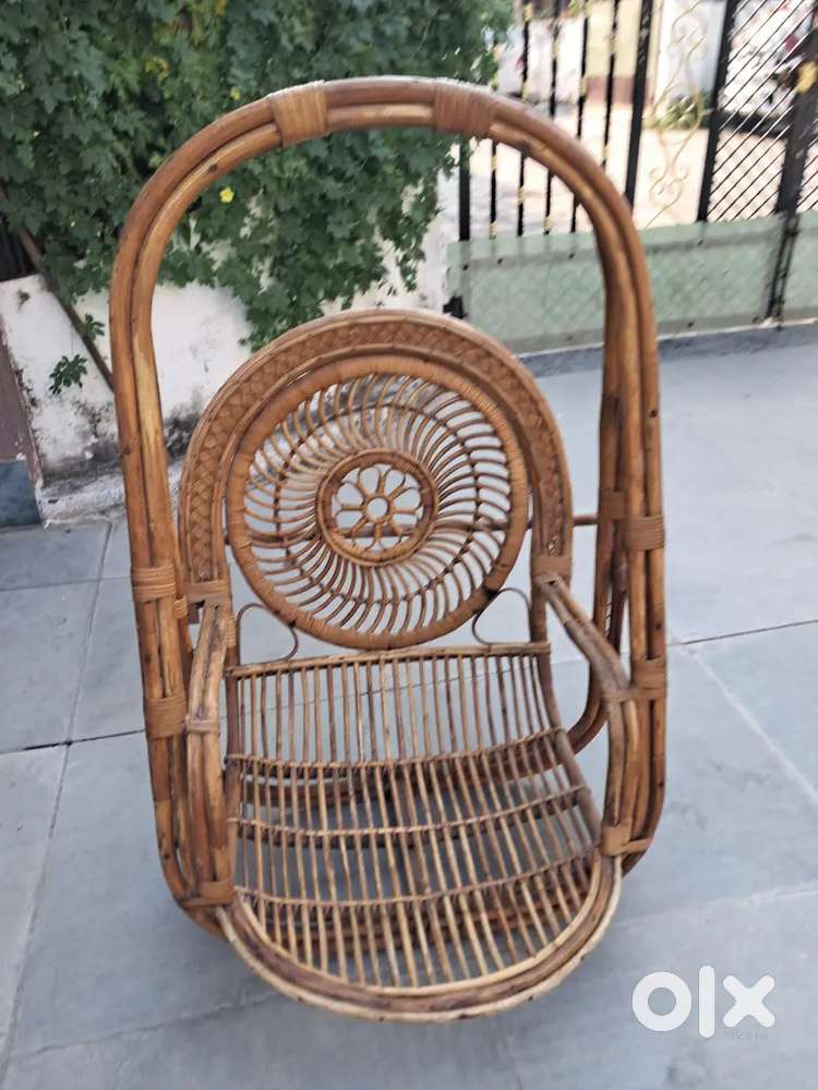 A wooden swing