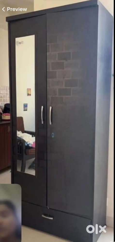 Wooden Cupboard with Mirror, Shelves & Drawe