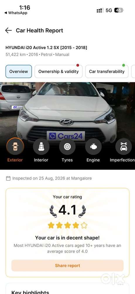 Hyundai I20 Active Petrol 2nd Owner 2016