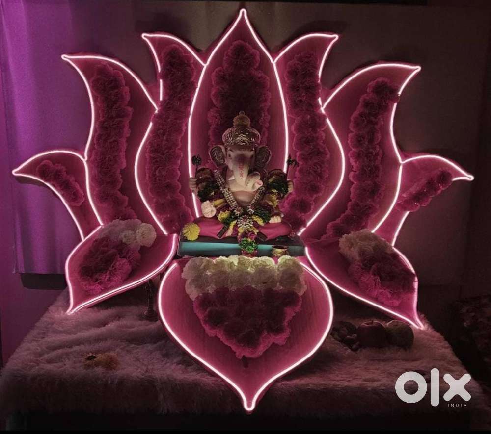 Beautiful LED Lotus Ganpati Decoration Set for Sale