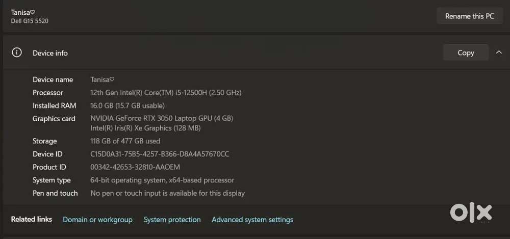 Dell G15 5520