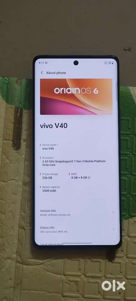 Vivo V40 5g 256 back panel crack but another all okay