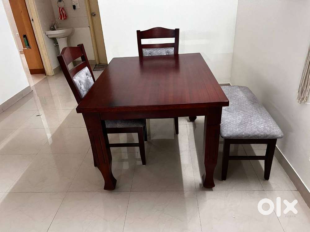 Solid Sheesham Wood Dining Set - Table, 2 Chairs & Bench