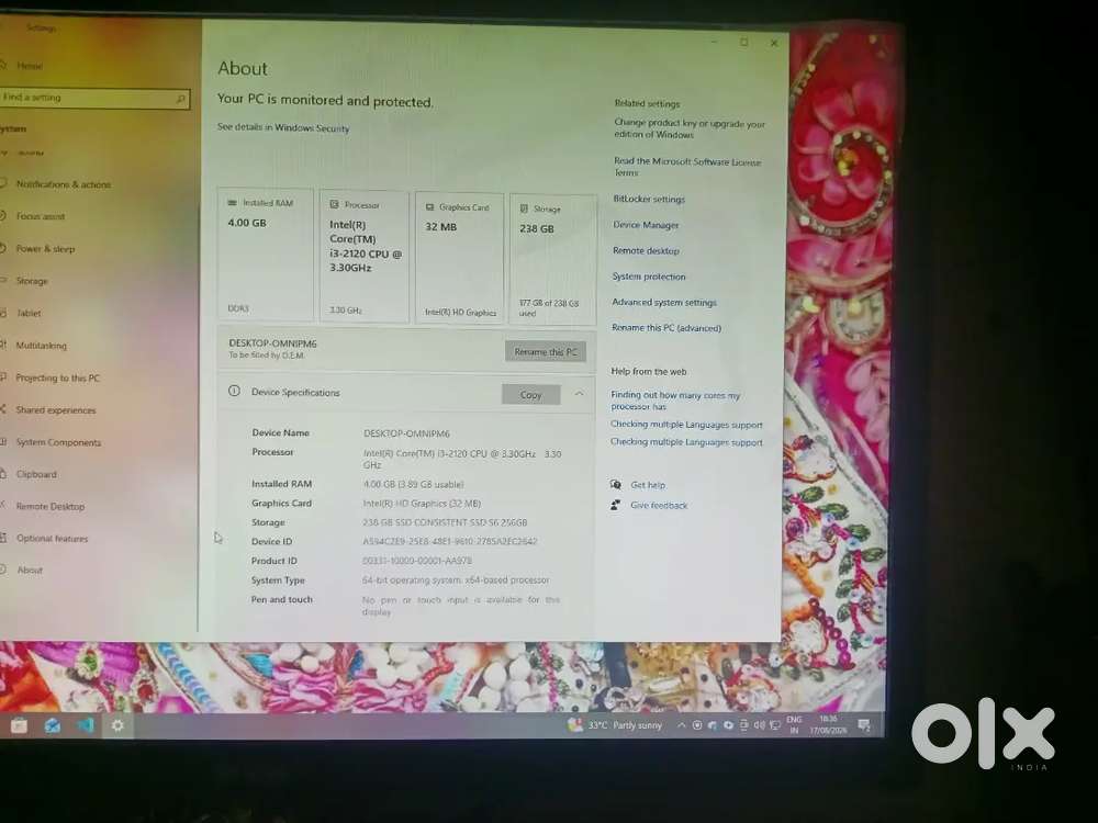 Intel i3 2nd Gen Desktop Computer with 4GB RAM & 240GB SSD