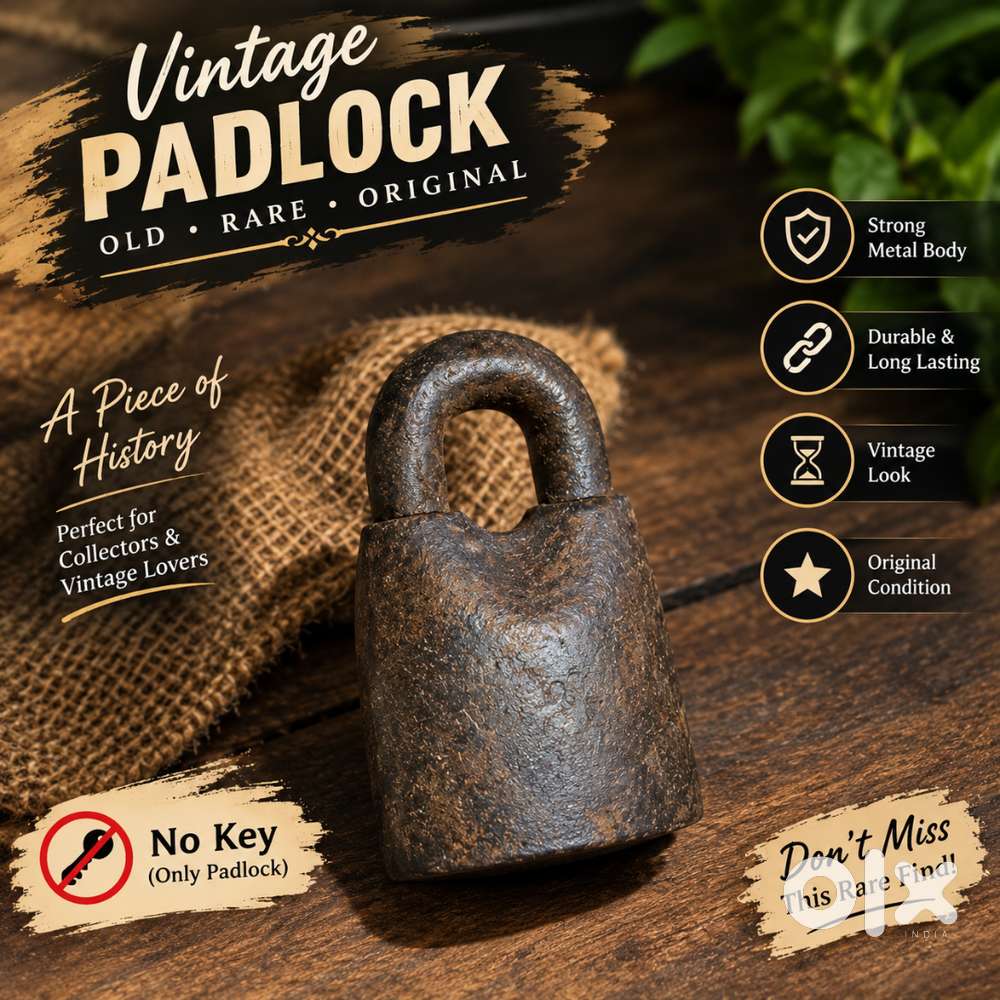 Vintage Antique Iron Padlock - Rocket Brand (Collectible Old Lock)