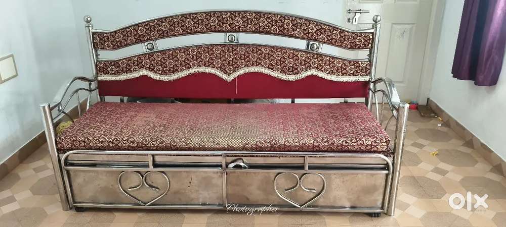 Steel sofa cum bed