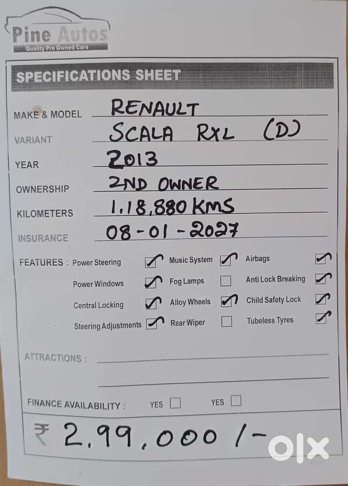 Renault Scala Diesel Rxl, 2013, Diesel