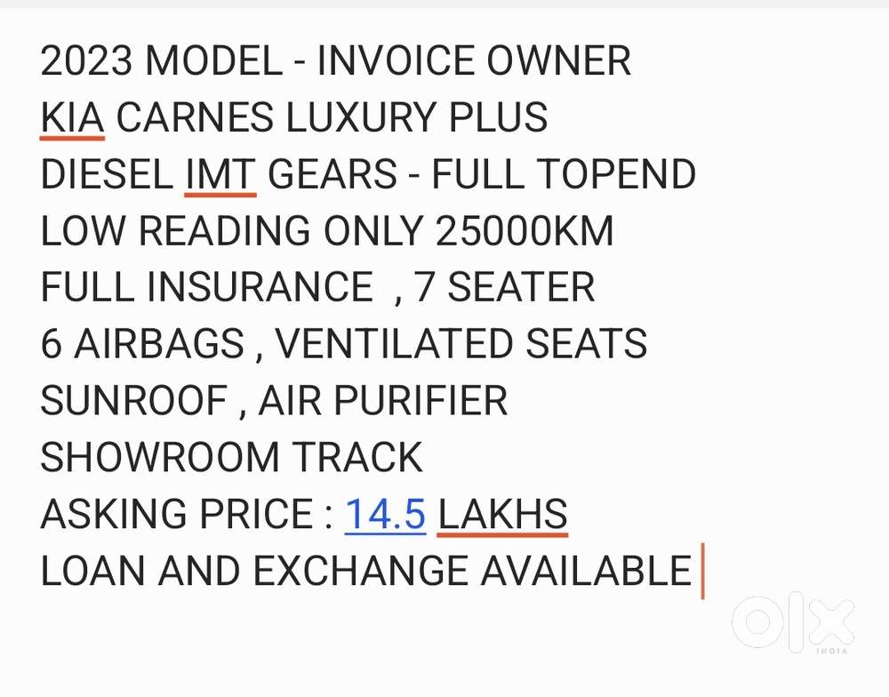 Kia Carens 1.5 Luxury Plus Turbo 7 Str, 2023, Diesel