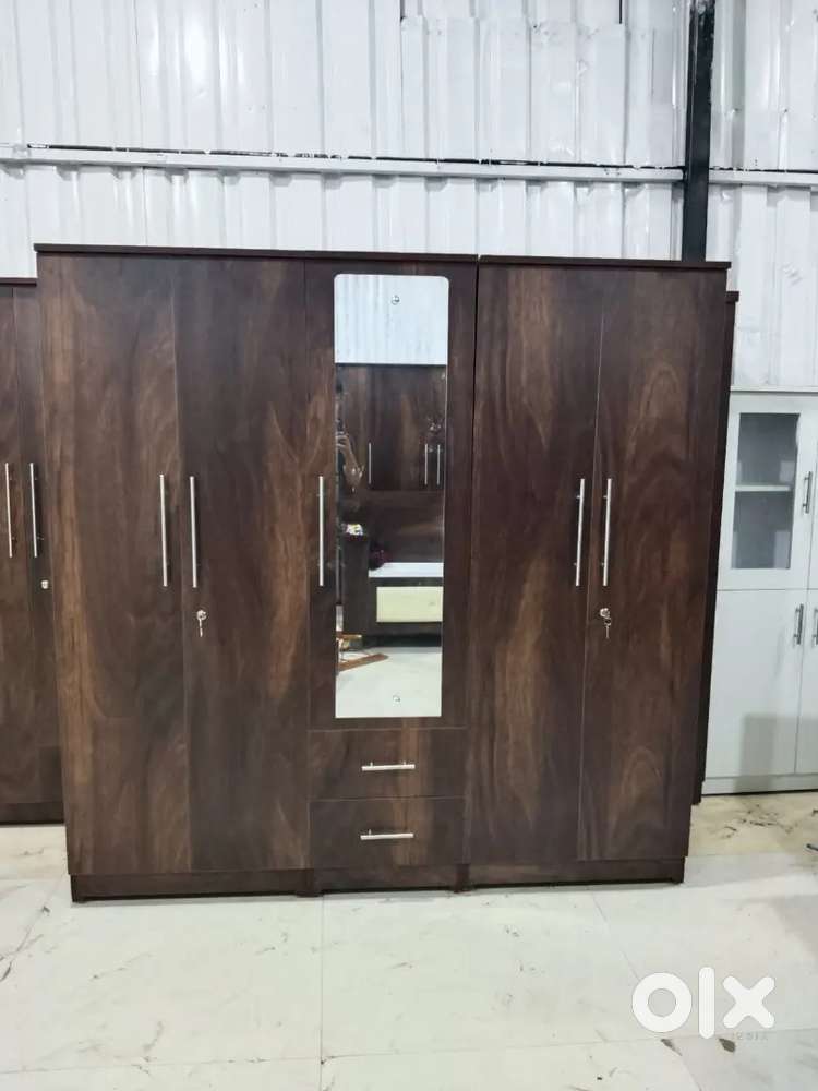 Wooden Brown Finish 5 Door Cupboard