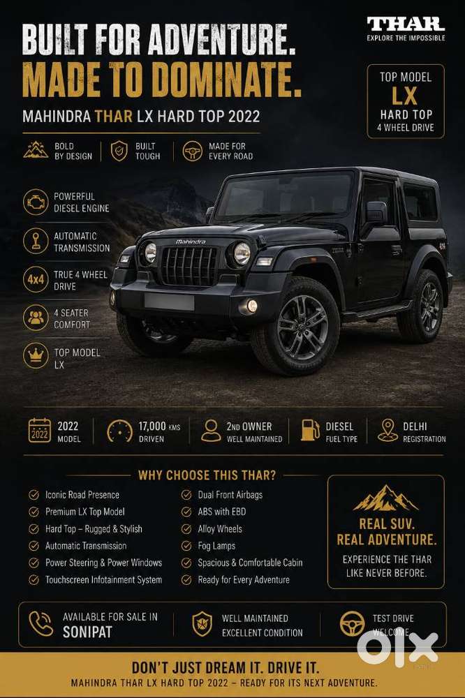Mahindra Thar Lx D At 4wd Ht, 2022, Diesel