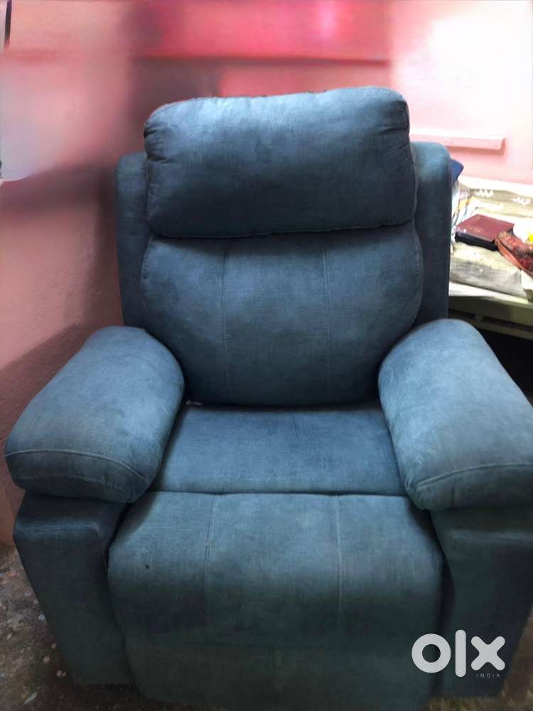 Premium Blue Fabric Manual Recliner Chair