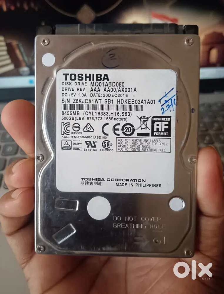 Toshiba 500GB Laptop Hard Disk (SATA 2.5-inch) Good Working Condition
