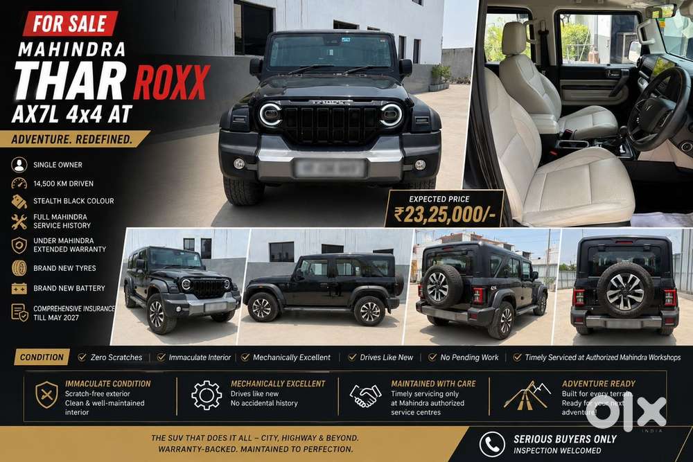 Thar Roxx Ax7l 4x4 At 14,500 Km  Single Owner  Ppf Protected