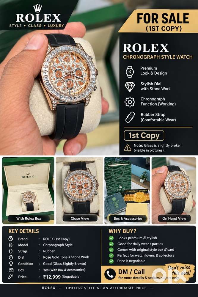 Premium Rose Gold Chronograph Style Watch for Men