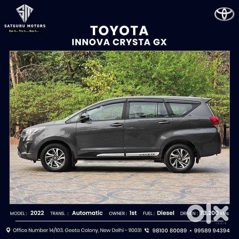Toyota Innova Crysta 2.8 Gx At 7 Str, 2022, Diesel