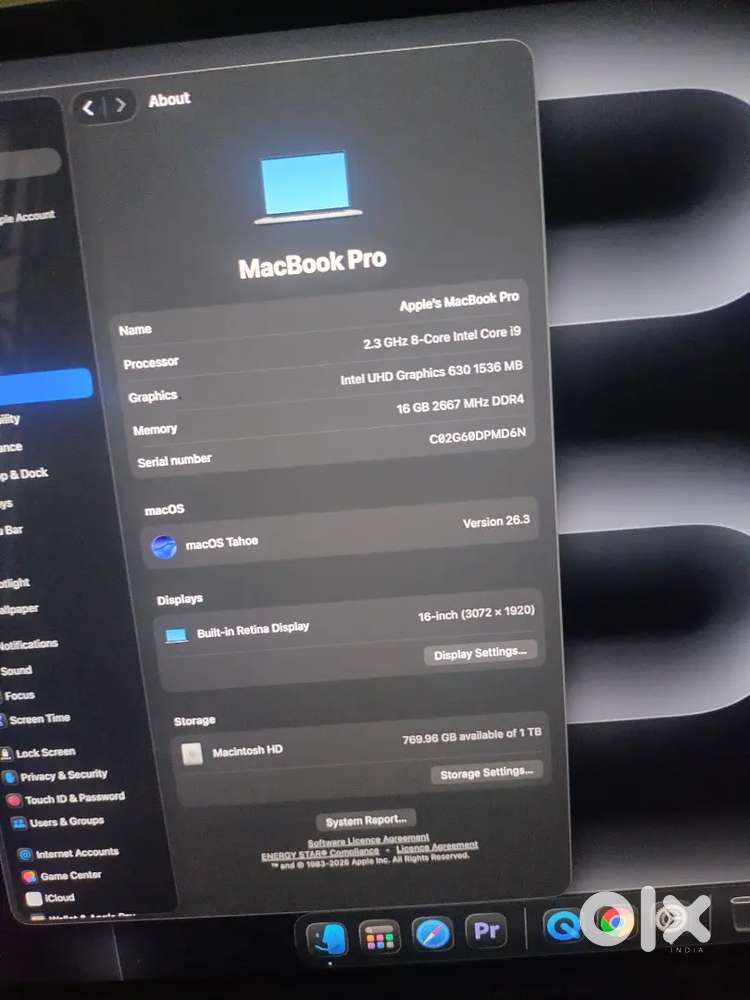 2.3ghz 8-core intel core i9