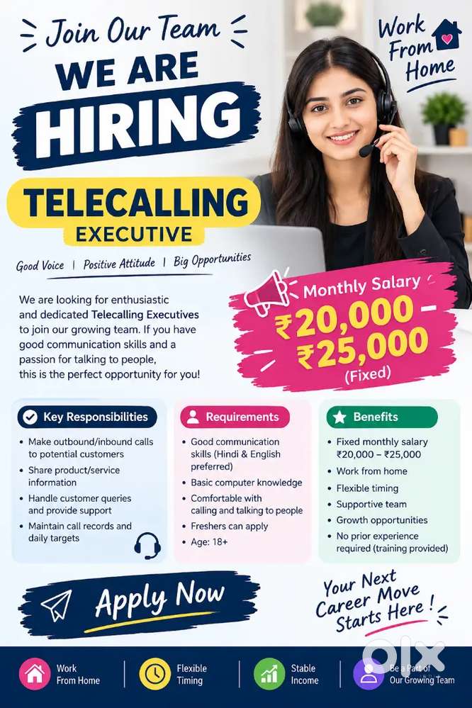  Hiring Now &ndash; Work From Home Jobs! 

 Job Title: Telecalling Exe
