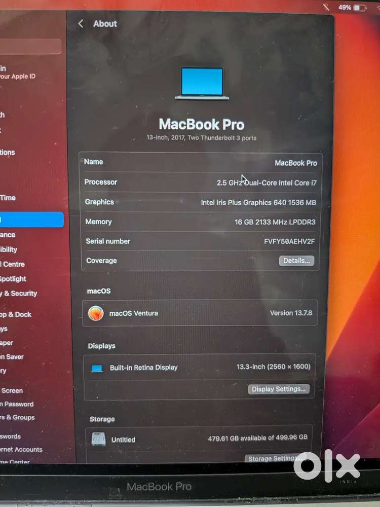 MacBook Pro

13-inch, 2017, Two Thunderbolt 3 ports