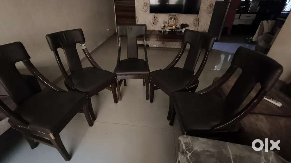 Dining Chairs 5 Pcs Pure Wood Cushion seat and Cushion back rest