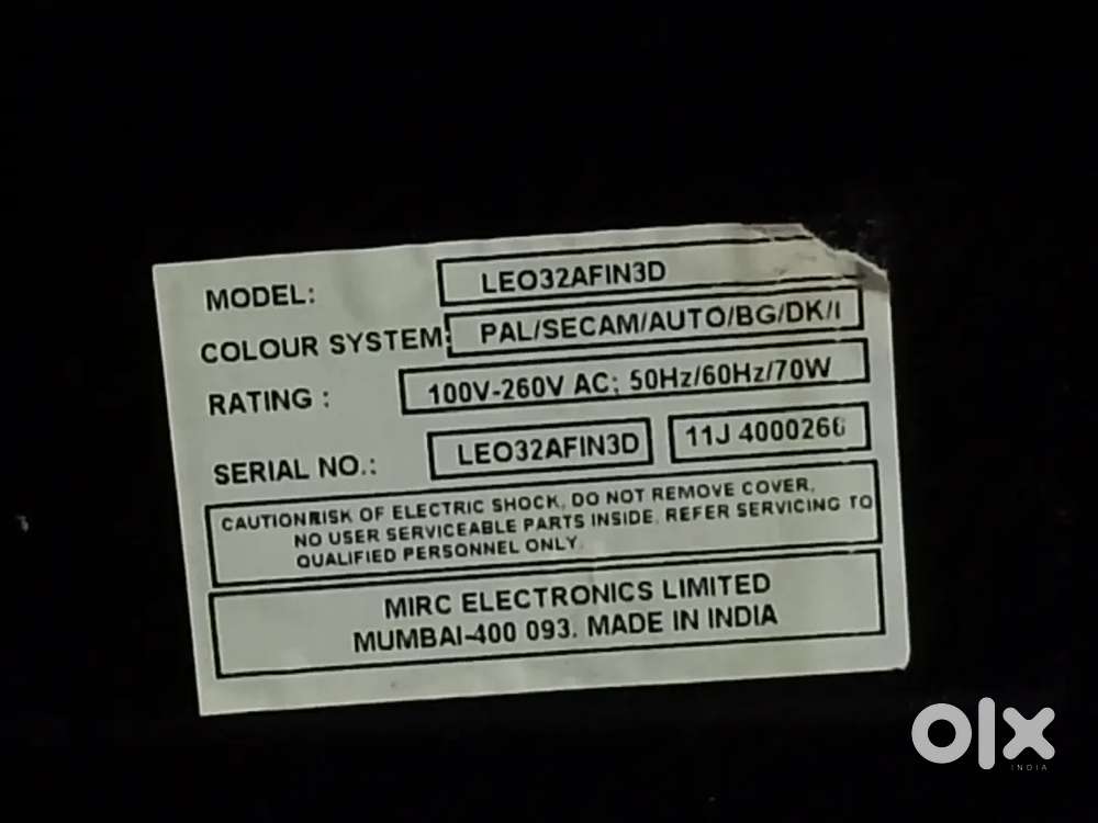Onida 32 Inch LED TV LEO32AFIN3D &ndash; Not Working &ndash; For Repair/Parts