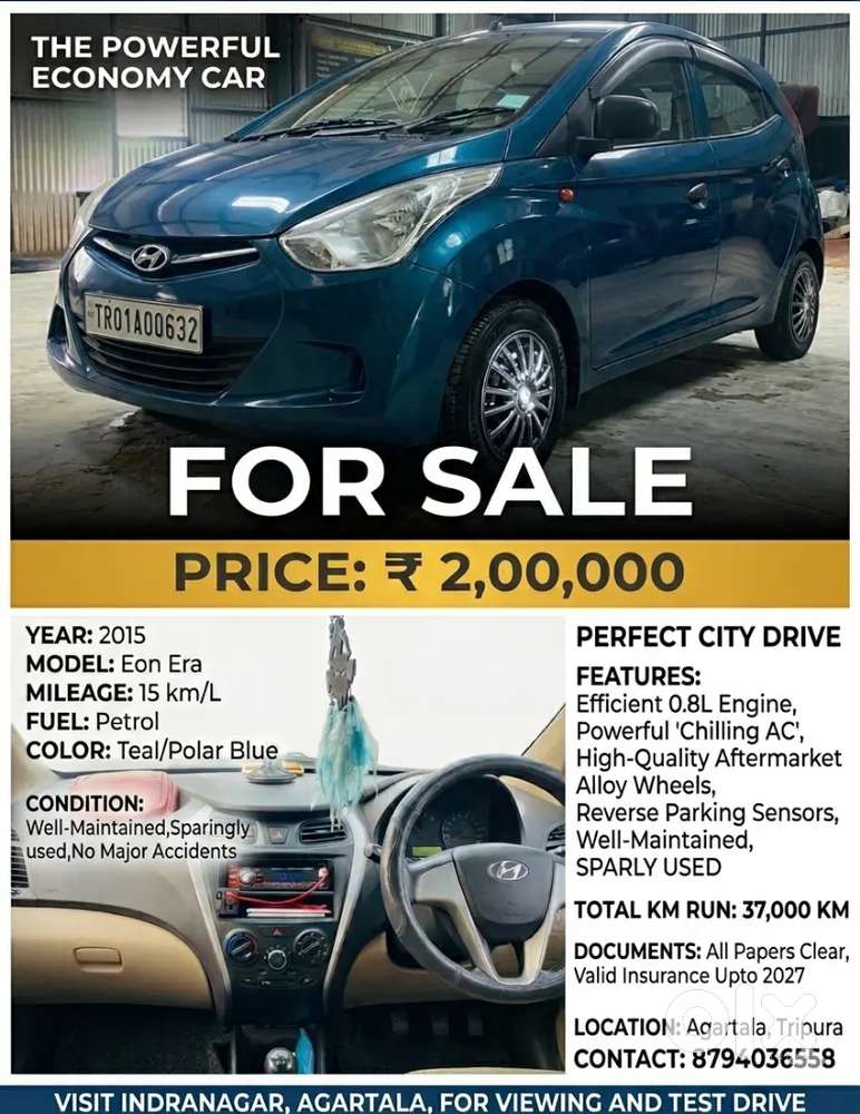 Eon Blue Couler Car In Very Good Condition