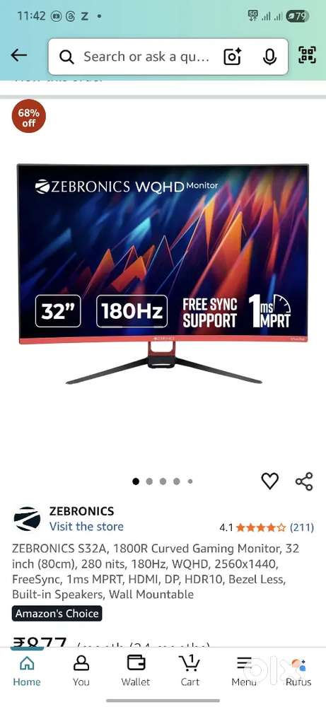 S3 Zebronics s32a monitor 32inch qhd 180hz - Computers & Laptops
