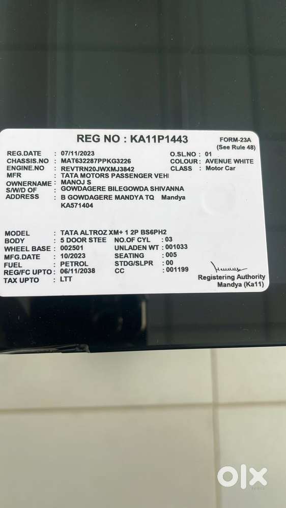 Tata Altroz Xm Plus (s), 2023, Petrol