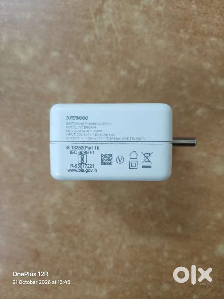 Original OnePlus 80W SuperVOOC Fast Charger Adapter + Type-C Cable