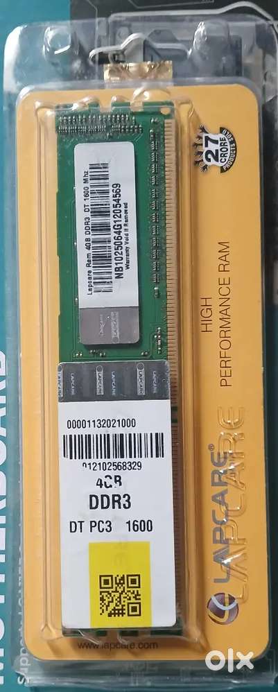 Brand New Seal Packed Lapcare 4GB DDR3 1600MHz Desktop RAM