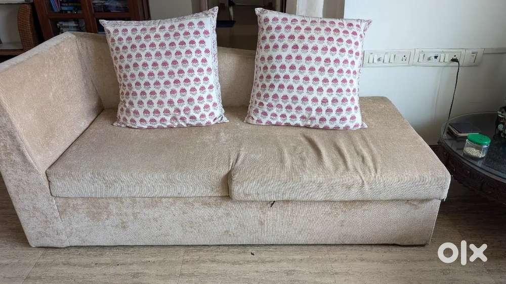2/3-seater Premium Fabric Sofa with cushions for sale - Beige colour